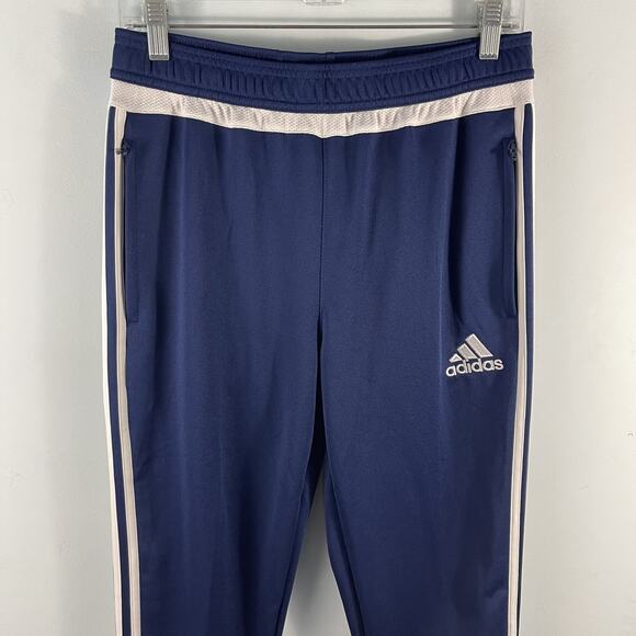 NWT Adidas Navy Blue Athletic Ankle Zip Track Pants White Stripes Boys XL 18-20 - Picture 2 of 13